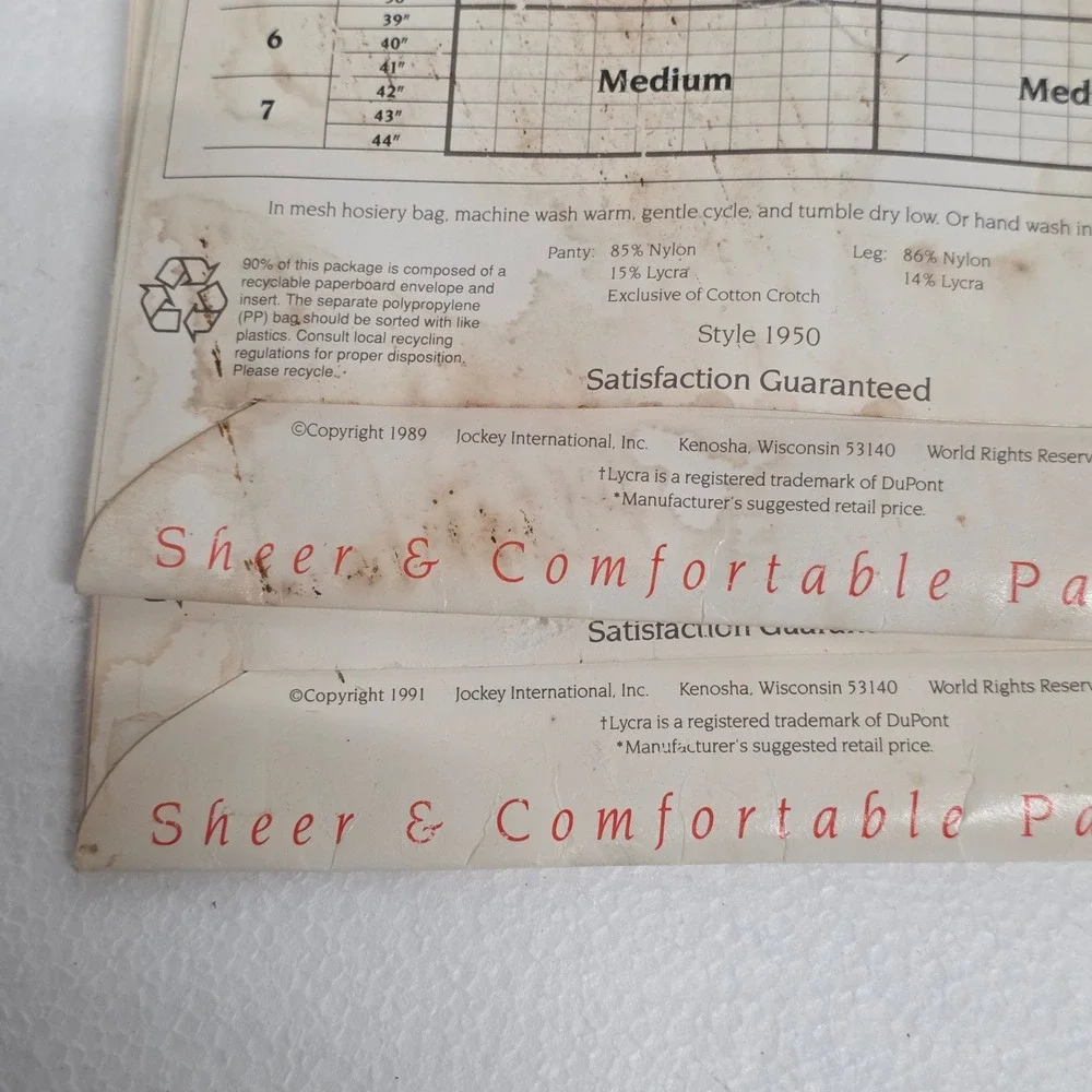 2pk Vintage Jockey For Her Pantyhose Small Chestnut Warm Beige Control Top 1950